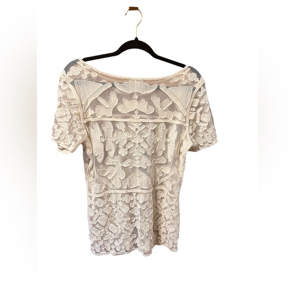 Ultra Pink Ivory Lace Sheer Top - Size Medium - Picture 1 of 7